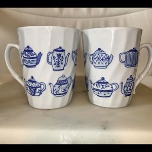 RESERVED Set of 8 Vintage Teapot Blue and White Tea Coffee Cups